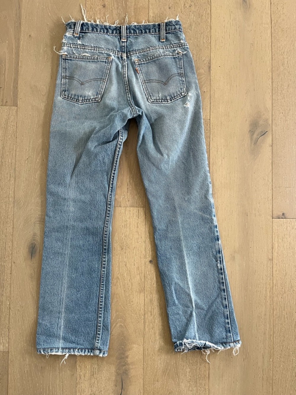 Levi's Vintage Light Blue Distressed Re-Worked 517 Jeans - Picture 6 of 10